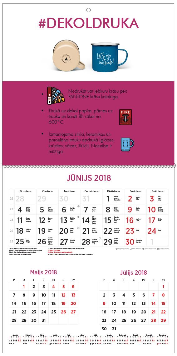 Trīsdaļīgs sienas kalendārs 2018 izgatavošana Trīsdaļīgs sienas kalendārs 2018 izgatavošana
