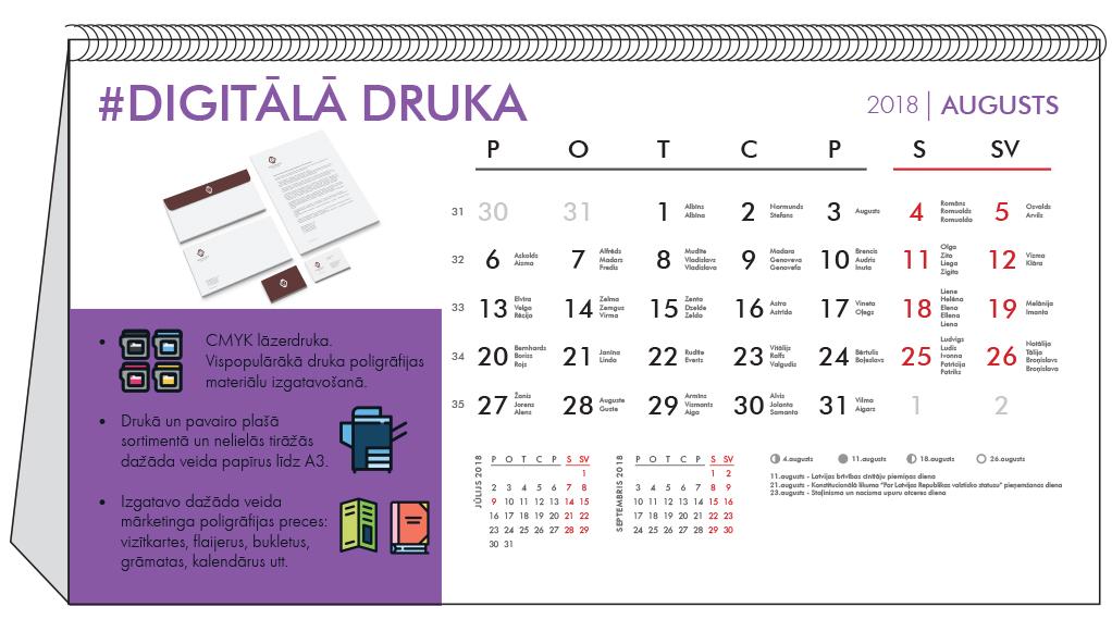 Galda kalendārs 2018 druka Galda kalendārs 2018 druka