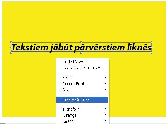 convert to curve Preparation of files for the digital printing
