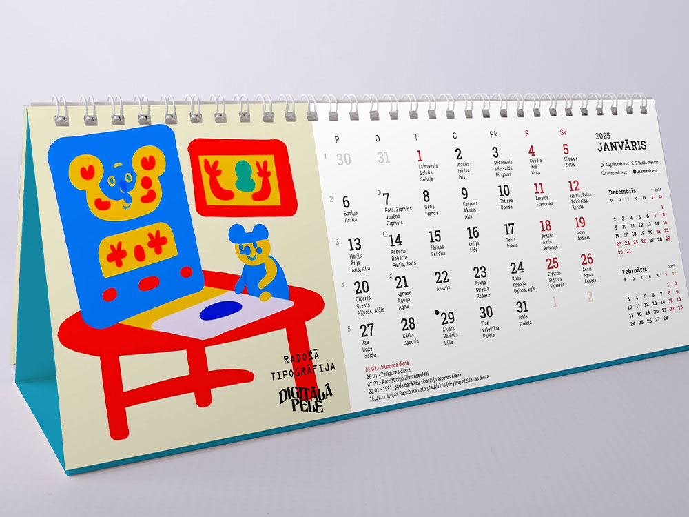 Printing of desk calendars