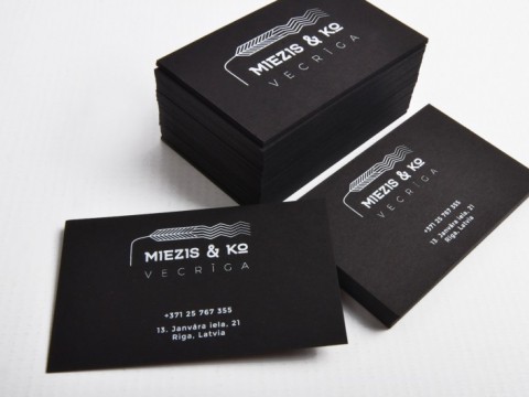 Business cards digital print on black paper 